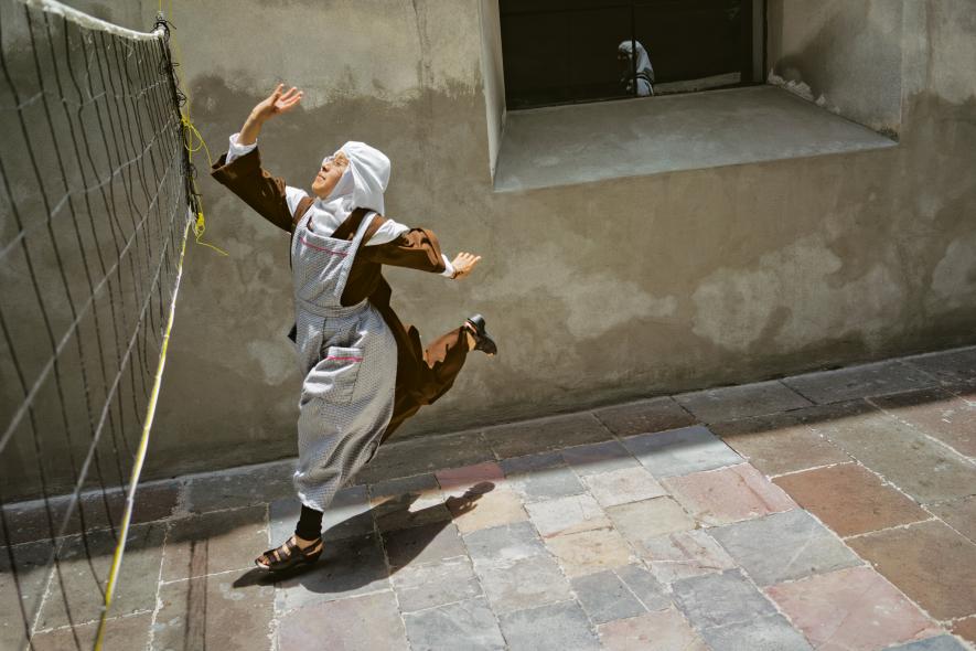 National Geographic photo of Mexican Nun playing Volley Ball in monastery